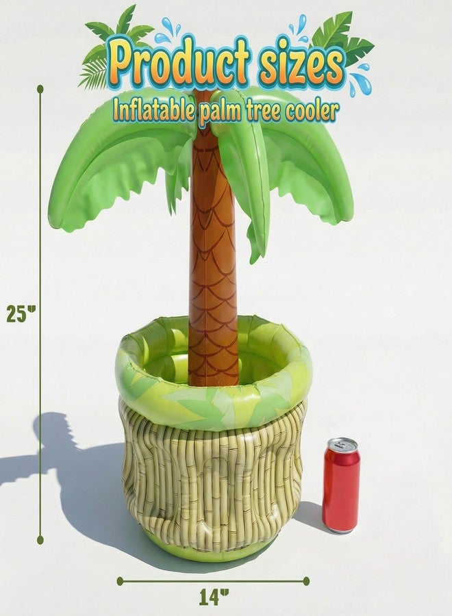 FUTUREPLUSX Inflatable Palm Tree Cooler, 25" Inflatable Drink Holder for Summer Pool Blow Up Palm Tree Cooler for Luau Hawaiian Tropical Party Decorations, Outdoor Beach Party Supplies - Image 3
