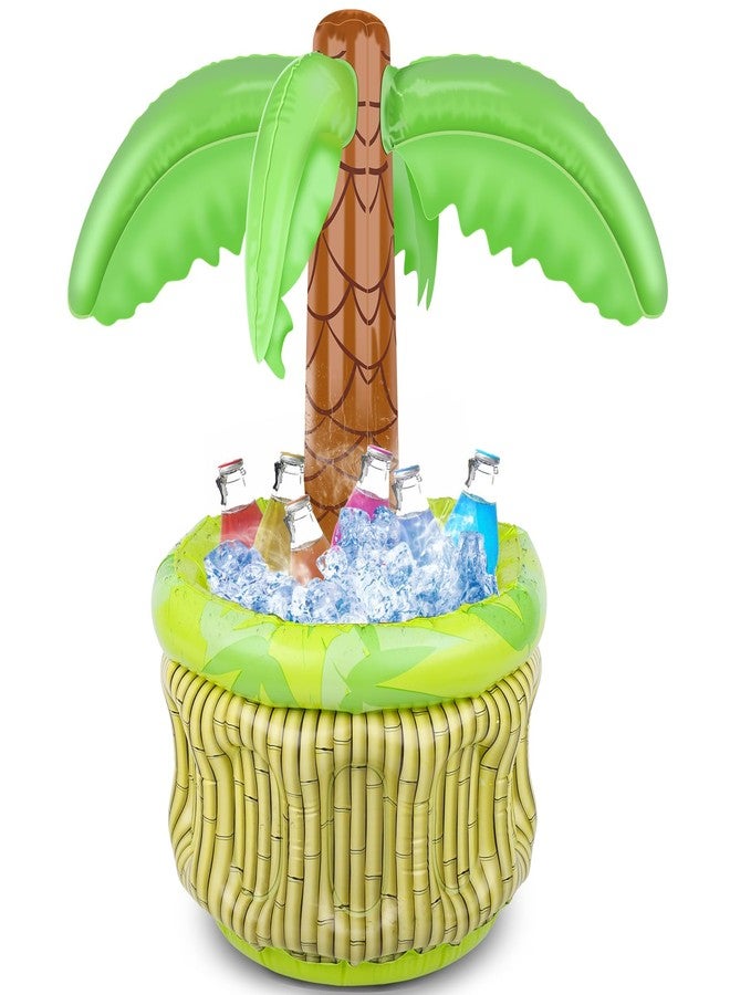 FUTUREPLUSX Inflatable Palm Tree Cooler, 25" Inflatable Drink Holder for Summer Pool Blow Up Palm Tree Cooler for Luau Hawaiian Tropical Party Decorations, Outdoor Beach Party Supplies - Image 1