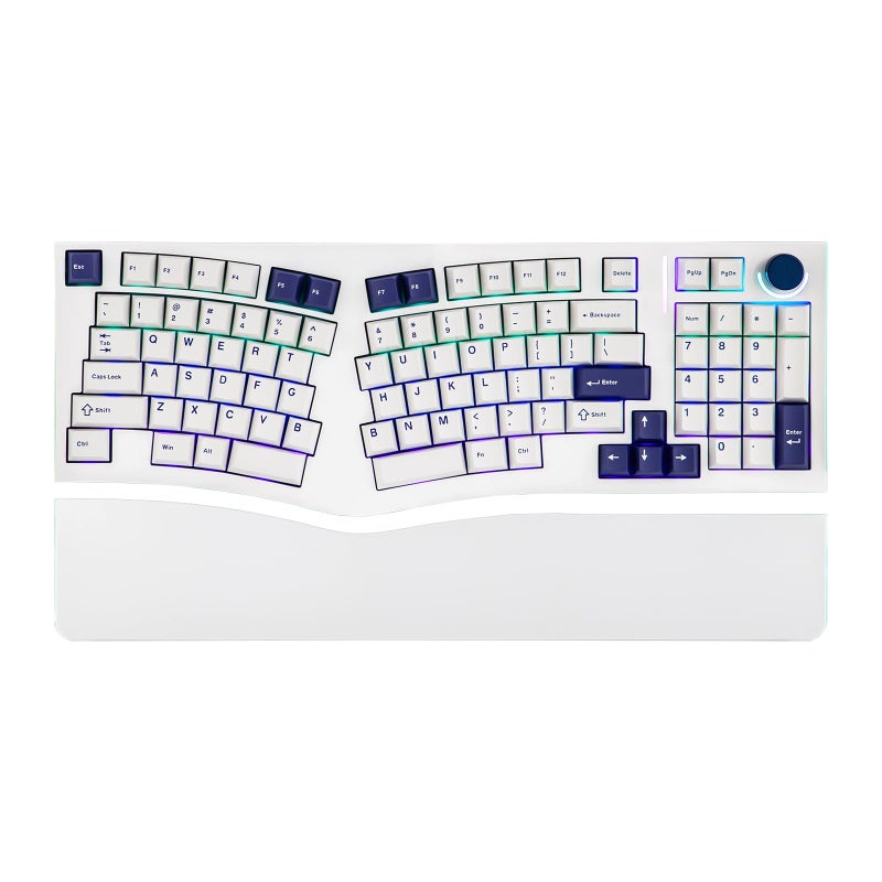 MechLands Feker Alice98 Ergonomic 98 Keys Custom Mechanical Keyboard, VIA Programmable, USB-C Wired Gaming Keyboard, Hot Swappable, 5 Layer Paddings, Control Knob, NKRO, RGB for Win/Mac (White) - Image 1