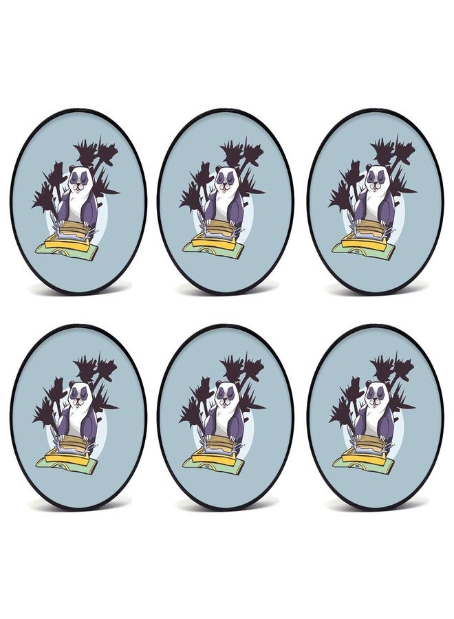 Tinywalk Panda Cover Coaster Wooden Printed Coaster (4X4) inch Set of 6 Pieces - Image 1