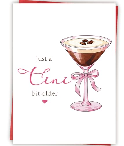Amorista Just a Tini Bit Older Birthday Card, Funny Espresso Martini Birthday Card Gifts for Women Best Friend Bestie Sister Daughter Wife Her, Birthday Gifts Decorations for 21st 30th 40th 50th - Image 1