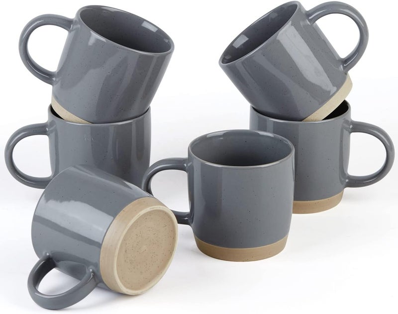 famiware Coffee Mugs for 6 12 oz Mug Set Dringking Cup with Handle for Coffee Tea Cocoa Milk Milkyway serise Dark Gray - Image 1
