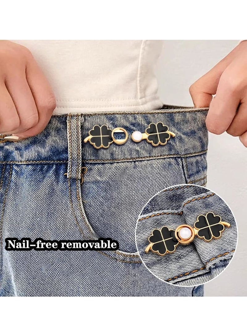 SOLARAE Pant Waist Tightener, 8 Set 4 Style Jean Button Pins No Sewing Required Pants Clips for Waist, Adjustable Waist Buckle Extender, or Loose Pants, Jeans and Dress, Jean Button Pins - Image 3