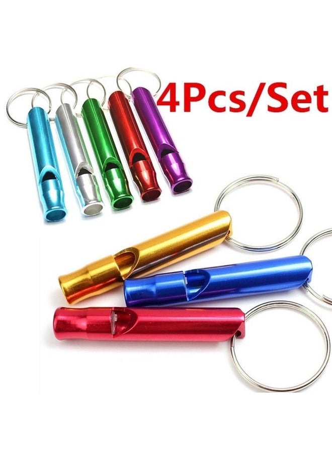Generic 4Pcs/Set Aluminum Alloy Small Whistle Key Ring Keychain for Outdoor Survival Camping Emergency Sport - Image 1