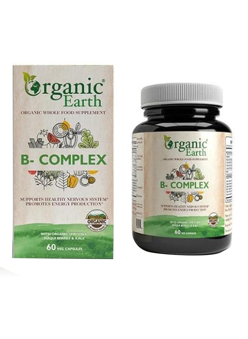 Organic Earth B-Complex with Organic Spirulina, Maqui Berries & Kale 60 Capsules 