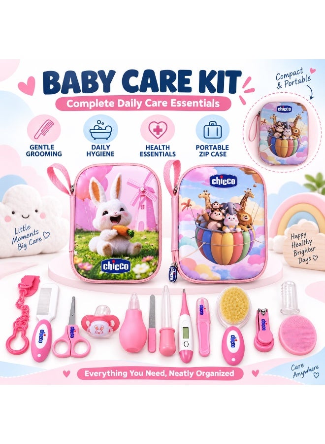 شيكو حقيبة عناية الطفل الكاملة من Chicco – طقم أدوات عناية حديثي الولادة 13 قطعة بعلبة أنيقة ومريحة - Image 5