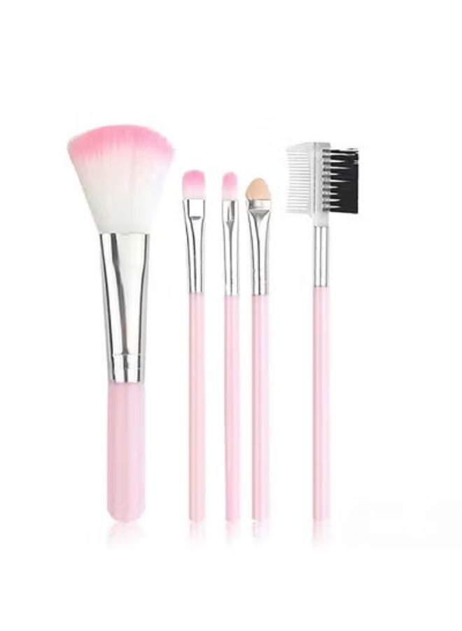 Professional 5-Piece Makeup Brush Set for Daily Use – Available in Multiple Colors and Designs – One Set Containing 5 High-Quality Brushes (Color and Design May Vary) - Image 1