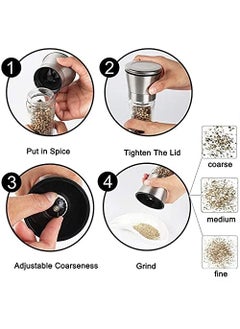 BAARITA BAARITA 2 Pcs Combo Stainless Steel Spice Grinder Glass Steel Squeeze MillPepper Grinder or Salt Shaker Manual Shaker Spice Storage with Adjustable Setting Clear Pack of 2  - Image 2