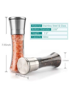 BAARITA BAARITA 2 Pcs Combo Stainless Steel Spice Grinder Glass Steel Squeeze MillPepper Grinder or Salt Shaker Manual Shaker Spice Storage with Adjustable Setting Clear Pack of 2  - Image 3