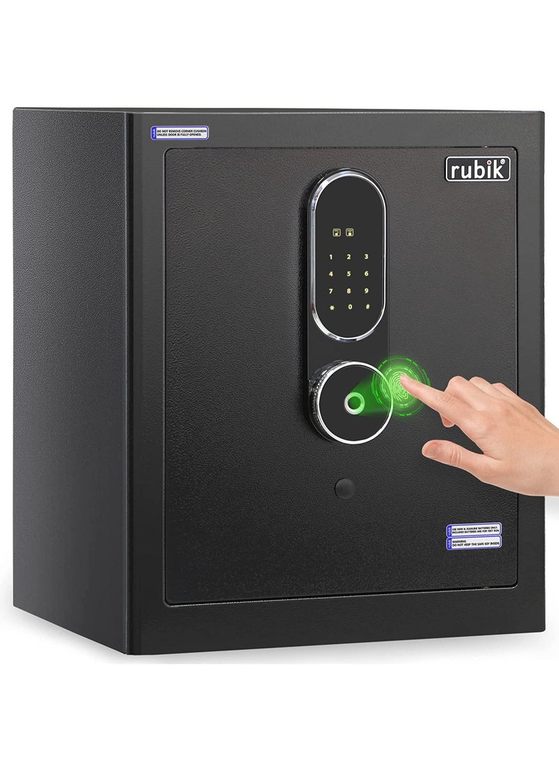 Rubik - Safe Box Biometric Fingerprint, Digital Touch Lock and Key, Large Capacity, Suitable for Home Office Business (RB-MGF45, 45x38x32cm) Black - Image 1