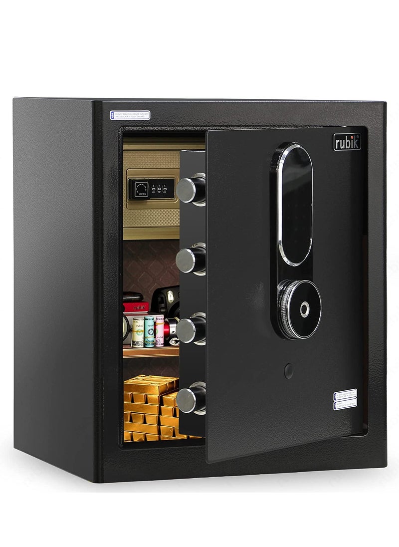Rubik - Safe Box Biometric Fingerprint, Digital Touch Lock and Key, Large Capacity, Suitable for Home Office Business (RB-MGF45, 45x38x32cm) Black - Image 1