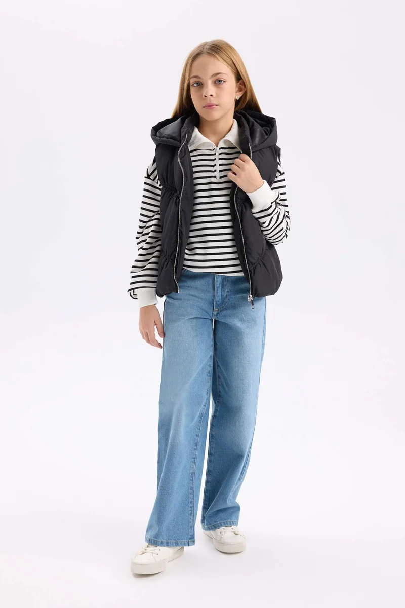 DeFacto Girl Hooded Zippered Waterproof Puffer Vest