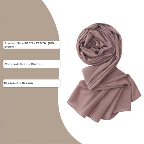 LMVERNA Solid Color Soft Chiffon Scarve Women Muslim Hijab Long Scarf Wrap Scarves(Brown) - Image 5