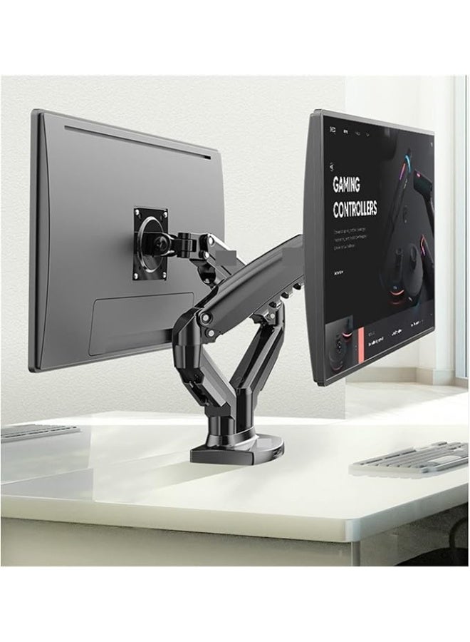 حامل مكتبي مزدوج للشاشات مع ذراع غازي متحرك – يدعم شاشات من 17 إلى 27 بوصة – دوران 360 درجة – حمولة حتى 9 كجم لكل ذراع - Image 4