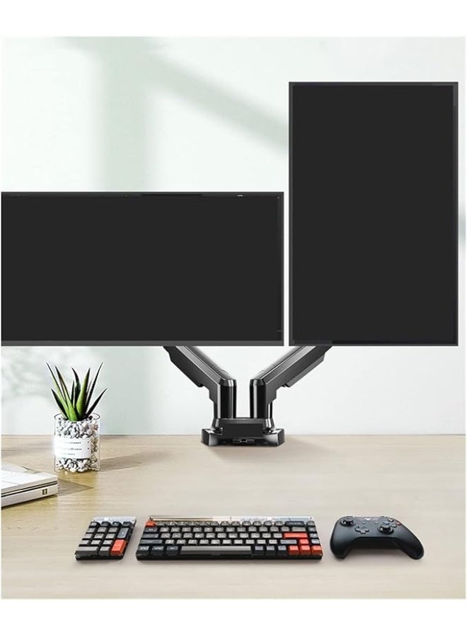 حامل مكتبي مزدوج للشاشات مع ذراع غازي متحرك – يدعم شاشات من 17 إلى 27 بوصة – دوران 360 درجة – حمولة حتى 9 كجم لكل ذراع - Image 3