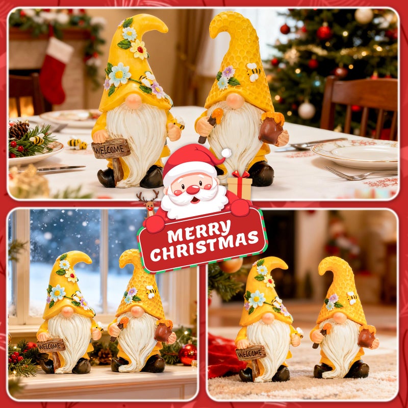 twinbling 2PC Bee Gnome Decorations for Home,Indoor Honey Gnomes Figurines,Valentine Decor Tiered Tray Ornament for Kitchen Display,Birthday for Women Mom Grandma - Image 2