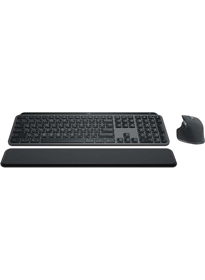 Logitech MX Keys S Combo Wireless Keyboard and Mouse, Palm Rest, Customizable Illumination, Fast Scrolling, Bluetooth, USB-C, for Windows, Linux, Chrome, Mac, ARA Layout, 920-011616 Graphite