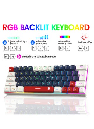 مجموعة لوحة مفاتيح وماوس ألعاب سلكية 60%، فأرة ألعاب RGB مريحة وخفيفة الوزن بدقة 8000 نقطة في البوصة، مستشعر بصري، 63 مفتاحًا بإضاءة خلفية RGB، لوحة مفاتيح صغيرة للغاية ومقاومة للماء للاعبي الكمبيوتر الشخصي - view 3