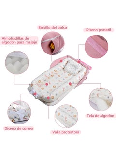 Gonice Gonice Foldable Portable Baby Lounger Baby Nests Newborn Portable Infant Cotton Sleeping Crib for Outdoor Travel Bedroom（85X45X12CM）  - Image 5