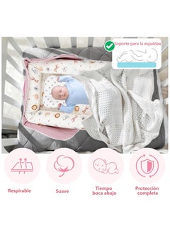 Gonice Gonice Foldable Portable Baby Lounger Baby Nests Newborn Portable Infant Cotton Sleeping Crib for Outdoor Travel Bedroom（85X45X12CM）  - Image 2
