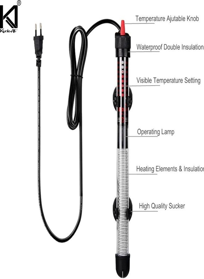 سخان حوض السمك KickAt RS-25W - سخان غاطس أوتوماتيكي لأحواض السمك الصغيرة، وأحواض أسماك البيتا، والأسماك الاستوائية - سخان مياه قابل للتعديل لأحواض المياه العذبة والمالحة - Image 3