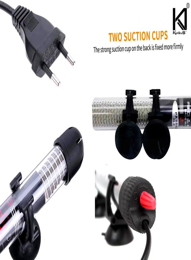 سخان حوض السمك KickAt RS-25W - سخان غاطس أوتوماتيكي لأحواض السمك الصغيرة، وأحواض أسماك البيتا، والأسماك الاستوائية - سخان مياه قابل للتعديل لأحواض المياه العذبة والمالحة - Image 2