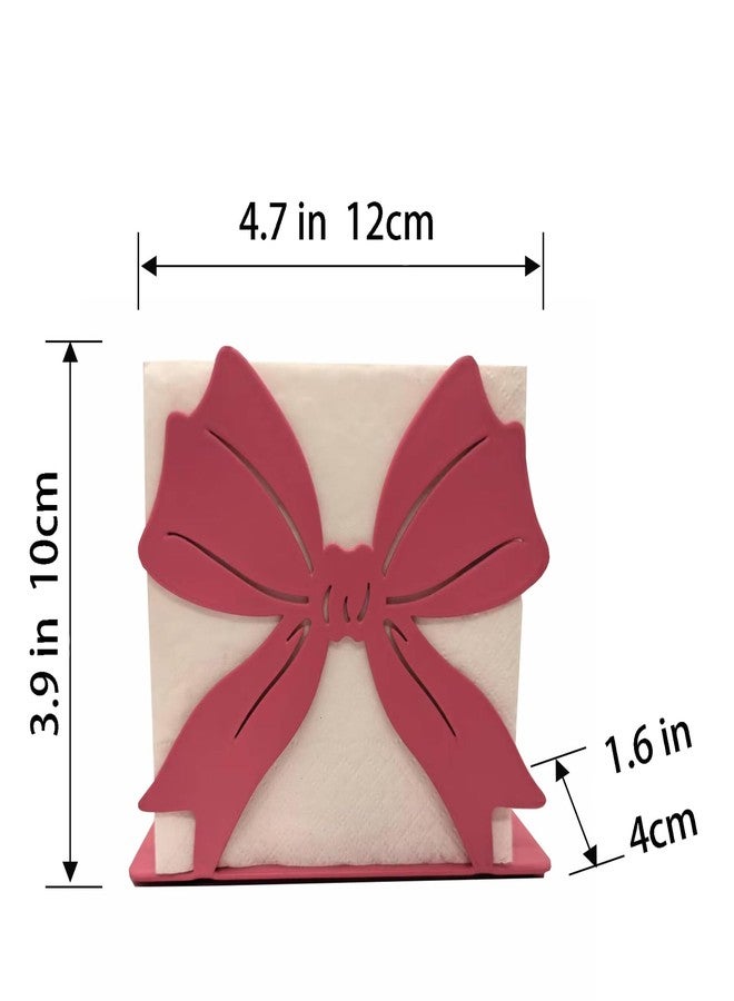Aimto Pink Napkin Holder for Table - Decorative Bow Design Napkins Holder for Paper Napkins, Elegant Restaurant & Dining Table Accessory, 4.7 x 4 Inches (Rose Pink) - Image 2