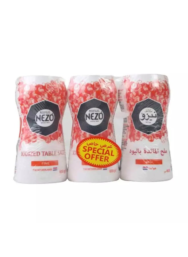 Nezo Fine Lodized Salt ,Fine Salt, Red - 3X600gms - Image 1
