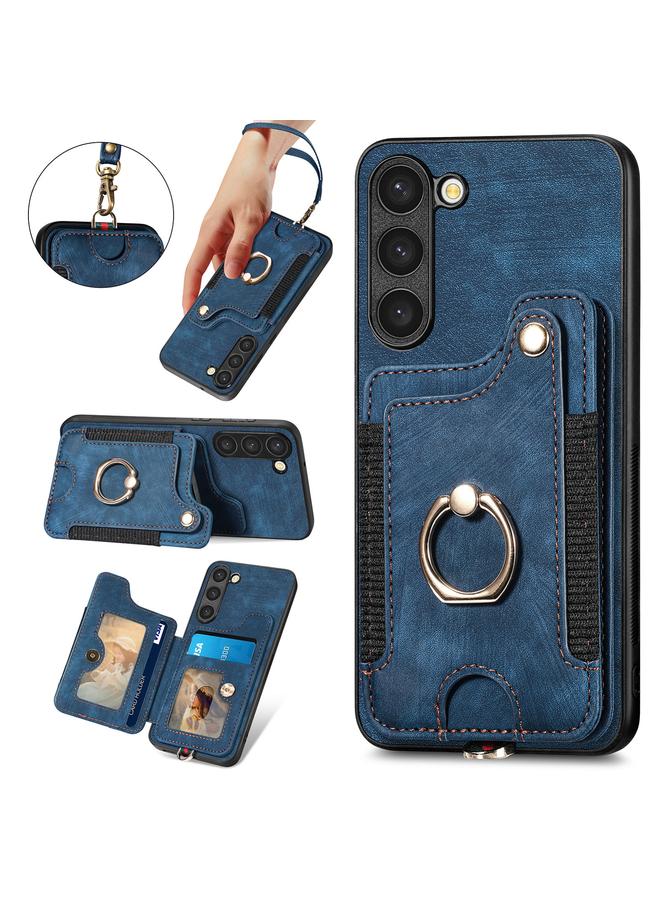 S-TOP Case For Samsung Galaxy S23+ 5G Retro Skin-feel Ring Multi-card Wallet Phone Case - Image 5