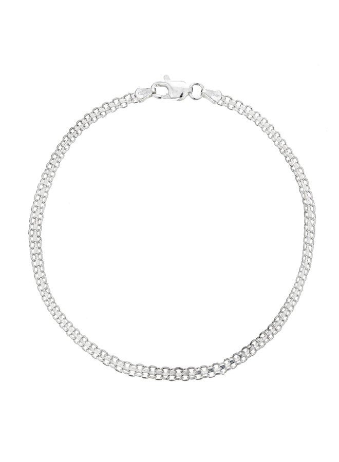Ritastephens Sterling Silver Italian Bizmark Chain Anklet Ankle Bracelet 10 Inches 3 Mm Wide - Image 1