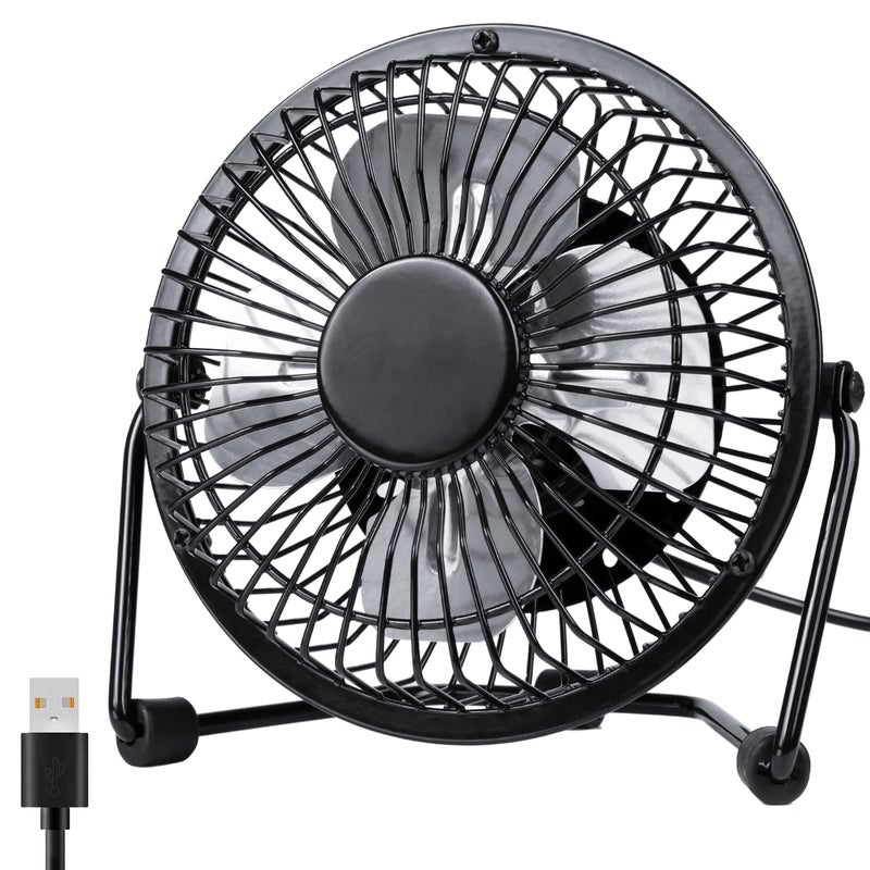 Zuvas Desk Fan Quiet Small USB Fan 360 Rotation Portable Table Fan 2 Speed Mini Personal Fan Air Cooling Electric Fan for Home Office Bedroom Travel Camping 4 inch Black