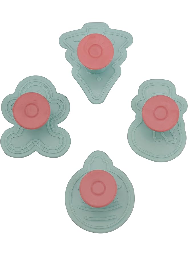 Celebration Cookie Cutter, 4pcs ABS Moulds, RF10969 | Cutter with Handle 3D Design Mould Baking Tools for Kitchen Kids Multicolor