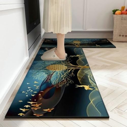 Gvnd Rubber Kitchen Mats for Floor Set of 2 Pcs Non-Skid,Soft Absorbent Rugs for Kitchen,Laundry,and Hallway Mats Waterproof Comfort Standing Mat Runner for Home - Image 1
