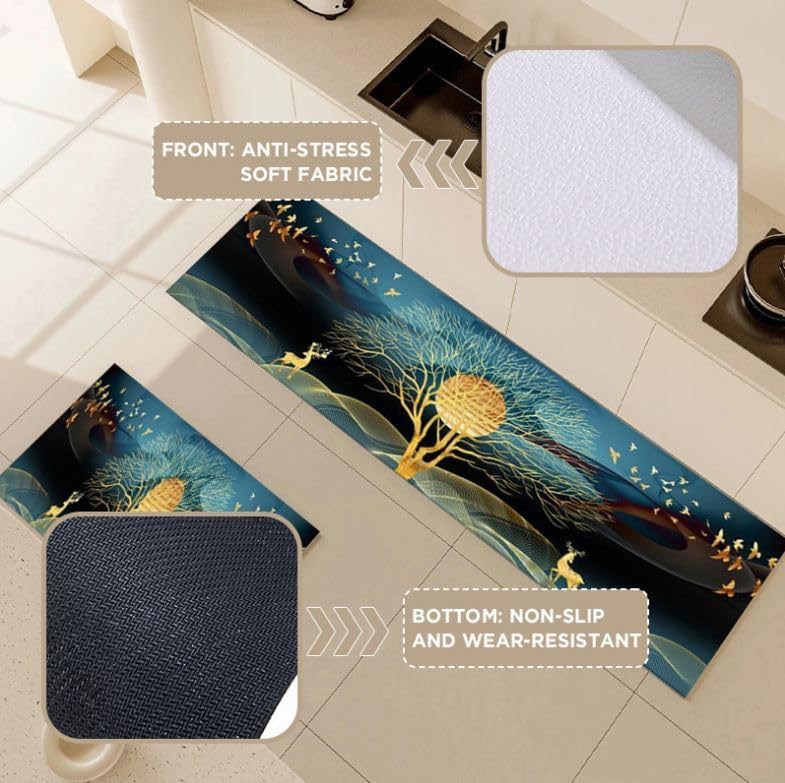 Gvnd Rubber Kitchen Mats for Floor Set of 2 Pcs Non-Skid,Soft Absorbent Rugs for Kitchen,Laundry,and Hallway Mats Waterproof Comfort Standing Mat Runner for Home - Image 4