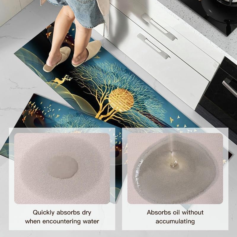 Gvnd Rubber Kitchen Mats for Floor Set of 2 Pcs Non-Skid,Soft Absorbent Rugs for Kitchen,Laundry,and Hallway Mats Waterproof Comfort Standing Mat Runner for Home - Image 5