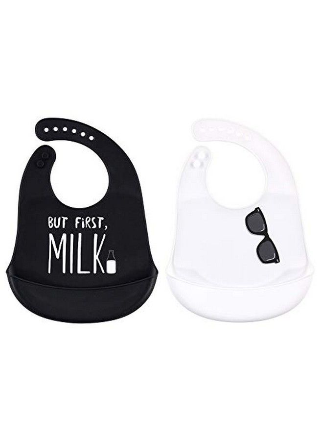 Little Treasure Unisex Baby Silicone Bibs But First Milk One Size - Image 1