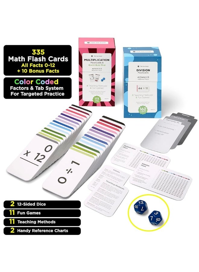Think Tank Scholar بطاقات فلاش ضرب وقسمة Think Tank Scholar 335 - 2 نرد رياضي (حائزة على جوائز) جميع الحقائق من 0-12 الإجابة في الخلف، للأطفال في الصف الثاني، الثالث، الرابع، الخامس، السادس أو التعليم المنزلي - ألعاب ومخططات - Image 5