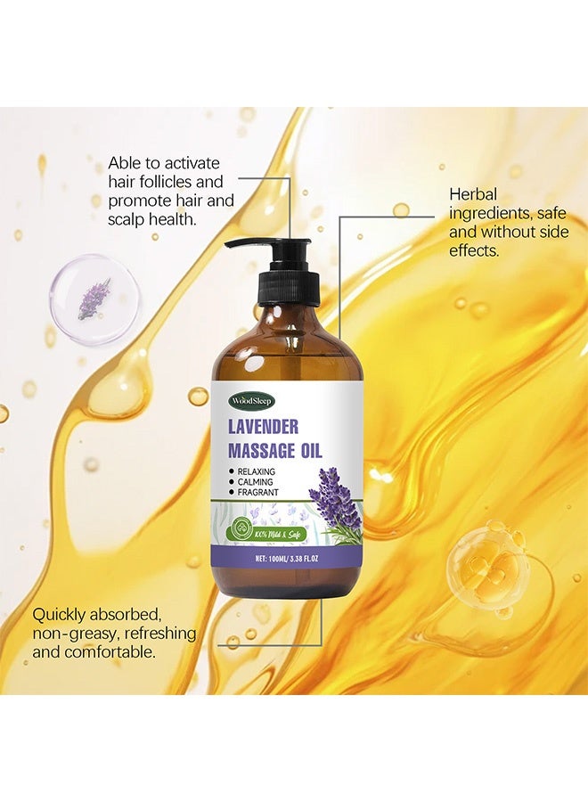 WoodSleep Lavender Massage Oil,For Massage Therapy, Massage Oils For Date Night, Massage Oil For Muscle Pain, Gua Sha Relaxing Body Oil, Natural Lavender Oil For Skin Hair, Fragrance Hair Oil For Women Men 100ml - Image 5