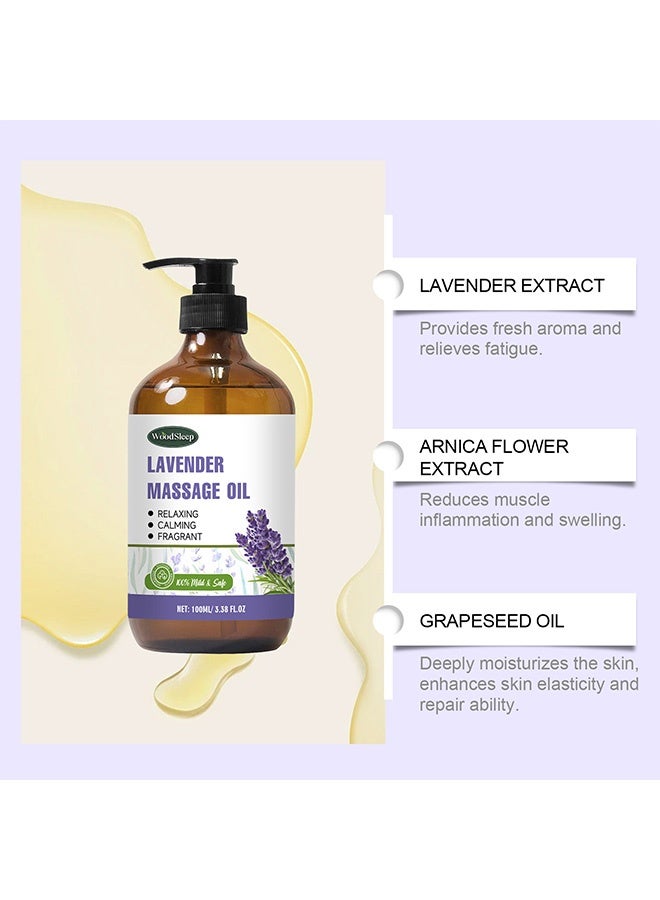 WoodSleep Lavender Massage Oil,For Massage Therapy, Massage Oils For Date Night, Massage Oil For Muscle Pain, Gua Sha Relaxing Body Oil, Natural Lavender Oil For Skin Hair, Fragrance Hair Oil For Women Men 100ml - Image 2