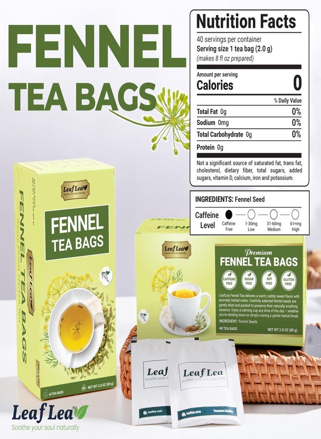 LeafLea 40 Fennel Tea Bags, 100% Natural & Pure Fennel Seed Tea, Gentle Digestion & Fresh Breath, Mild Sweet Finish, Caffeine-Free, Sugar-Free, Vegan, Non-GMO, Individually Wrapped - Image 3