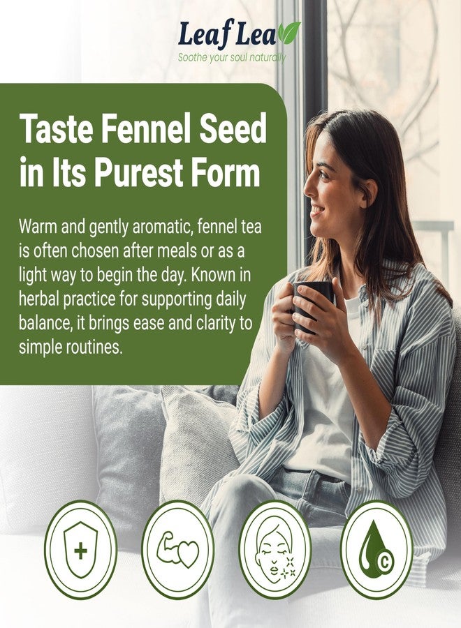 LeafLea 40 Fennel Tea Bags, 100% Natural & Pure Fennel Seed Tea, Gentle Digestion & Fresh Breath, Mild Sweet Finish, Caffeine-Free, Sugar-Free, Vegan, Non-GMO, Individually Wrapped - Image 4