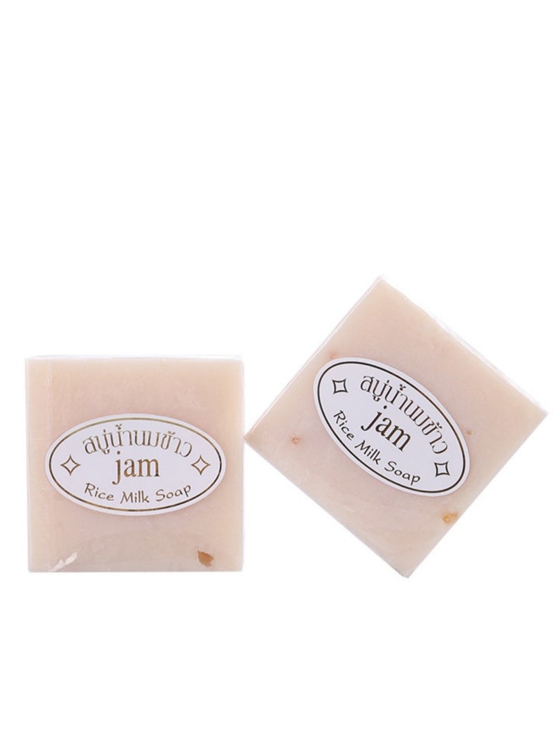 JAM Thailand Rice Soap 2pcs Handmade Rice Soap 65g Bath Soap 2pcs Facial Soap Cold Soap Wedding Gift - Image 1