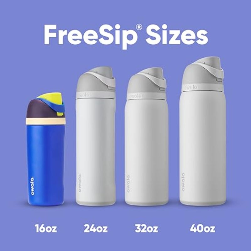 زجاجة مياه من الفولاذ المقاوم للصدأ معزولة من FreeSip مع ماصة للسفر، لون الكرة السماوية، خالية من البيسفينول A، تحتفظ بالحرارة محكمة الغلق بالشفط. - Image 5