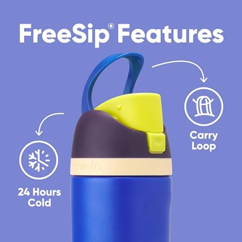 زجاجة مياه من الفولاذ المقاوم للصدأ معزولة من FreeSip مع ماصة للسفر، لون الكرة السماوية، خالية من البيسفينول A، تحتفظ بالحرارة محكمة الغلق بالشفط. - Image 4