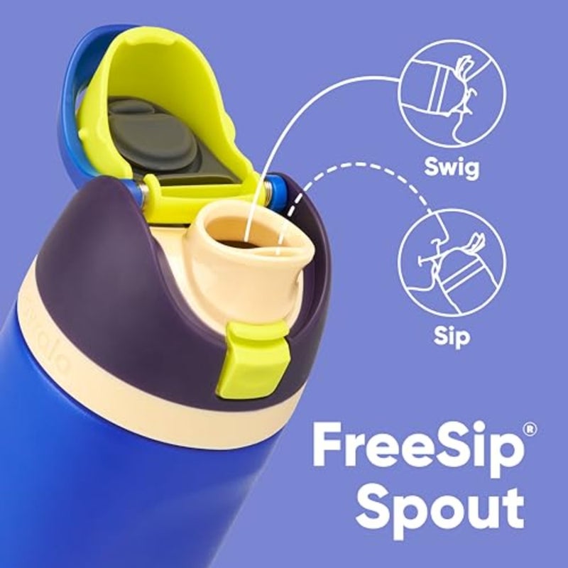 زجاجة مياه من الفولاذ المقاوم للصدأ معزولة من FreeSip مع ماصة للسفر، لون الكرة السماوية، خالية من البيسفينول A، تحتفظ بالحرارة محكمة الغلق بالشفط. - Image 2