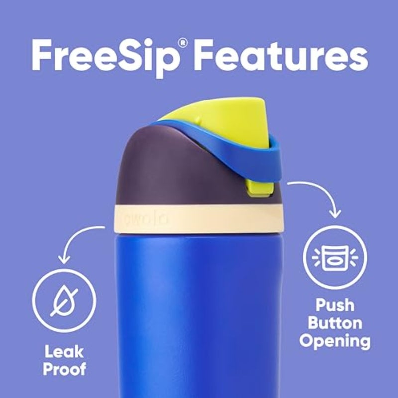 زجاجة مياه من الفولاذ المقاوم للصدأ معزولة من FreeSip مع ماصة للسفر، لون الكرة السماوية، خالية من البيسفينول A، تحتفظ بالحرارة محكمة الغلق بالشفط. - Image 3
