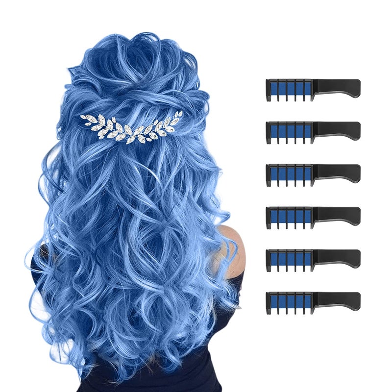 MSDADA Blue Hair Chalk for Temporary Bright Washable Hair Color - Fluorescent Comb and Dye for Kids - Christmas, Birthday, Easter, Halloween Gifts - Image 1