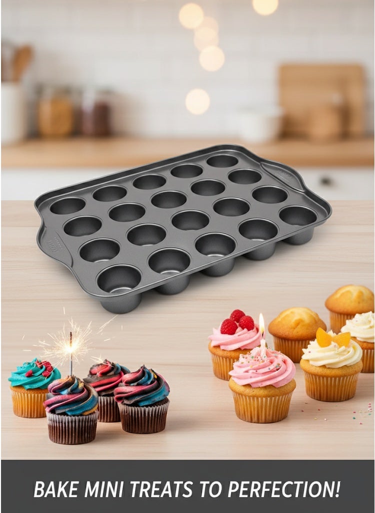 24-Cup Nonstick Mini Cheesecake Pan with Removable Bottoms – Heavy-Duty Steel Muffin Pan, Oven  Dishwasher Safe, Ideal for Mini Cheesecakes, Cupcakes, Tarts  Desserts (Black) - Image 1