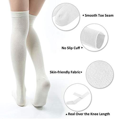 MEIKAN Tan Over Knee High Socks, Sexy Stockings for Women Long Socks for Boots Grey Cream Thigh High Stockings 3 Pairs (Tan, Cream, Grey) - Image 4