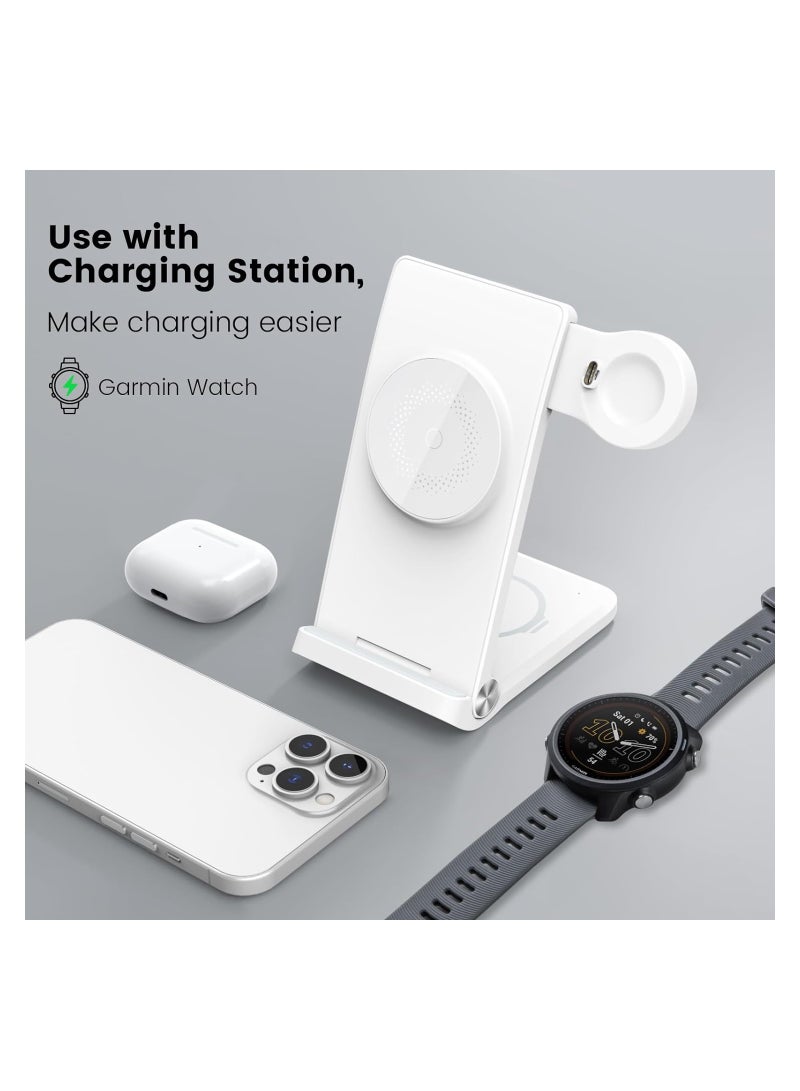 Excefore Charger for Garmin Watch, Portable for Garmin USB-C Wireless Charger, Travel Cordless Charger, for Garmin Independent Watch Charging Module, White - Image 2